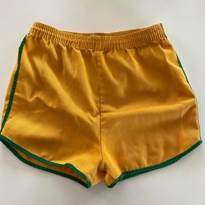 Vintage running gym shorts 70s 80s yellow green